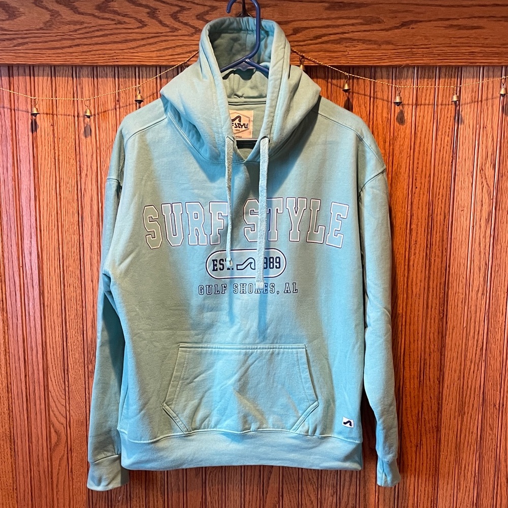 Gulf Shores Alabama Surf Style Teal Hoodie Sweatshirt M